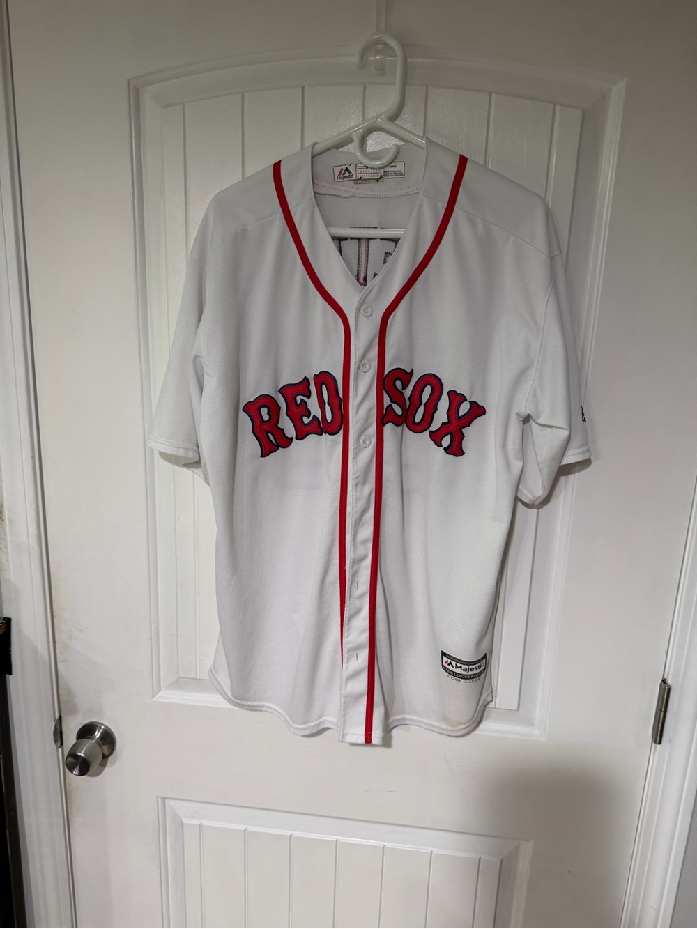 Majestic Mookie Betts White & Red Boston Red Sox Men's Button-Front Jersey